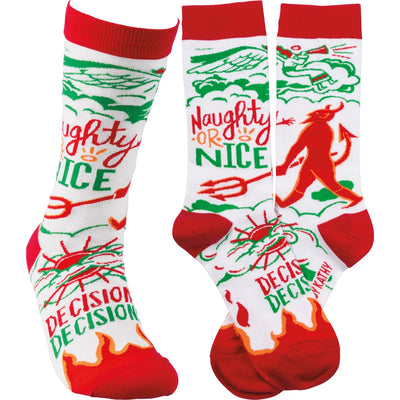 Naughty Or Nice Decisions Decisions Christmas Novelty Socks