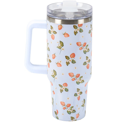 Strawberry Blossoms 40 oz Insulated Travel Mug