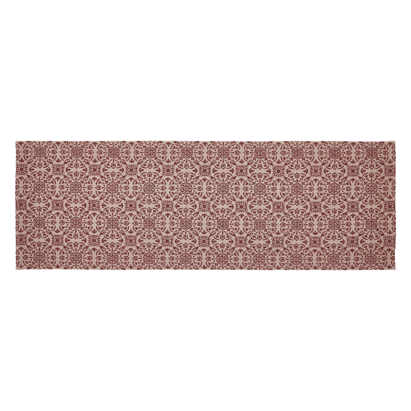 Burgundy Tan Jacquard 36" Table Runner
