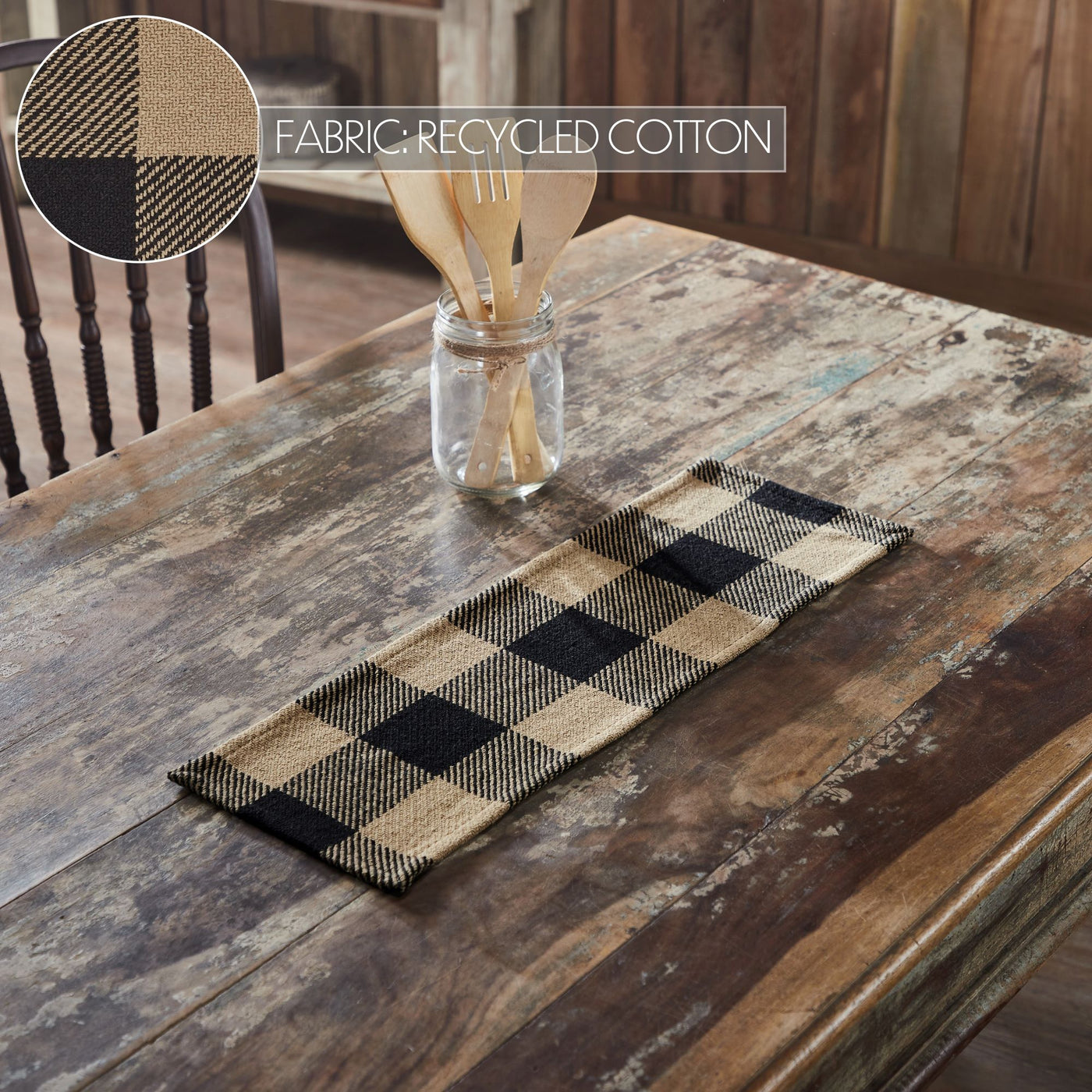 Black Check Table Runner 8" x 24"