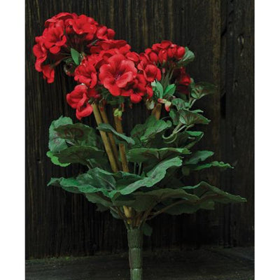 💙 Red Geraniums 15" Faux Floral Bush