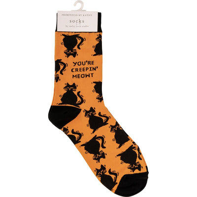 You're Creepin' Meowt Cat Halloween Socks