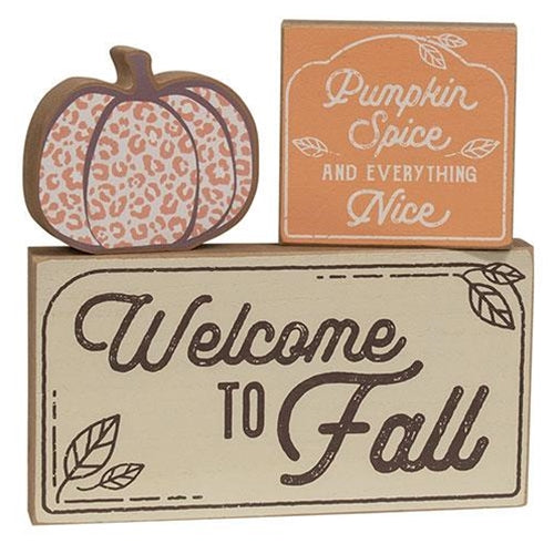 Set of 3 Welcome to Fall Wooden Blocks