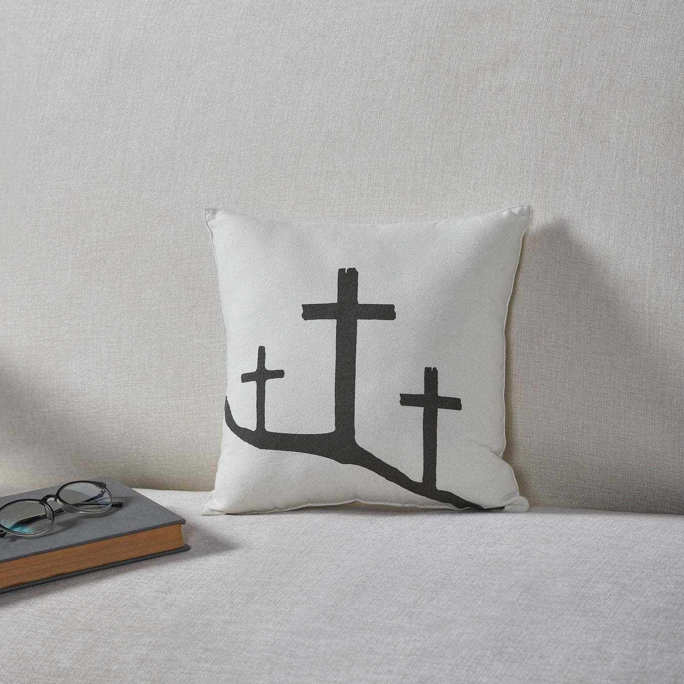 Risen Three Crosses 12" Accent Pillow