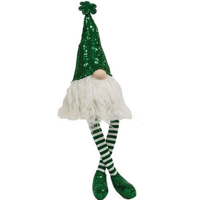 St Patrick's Day Sequin Dangle Leg Gnome