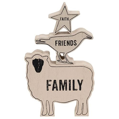 💙 Set of 3 Faith Family Friends Animals Stacking Blocks