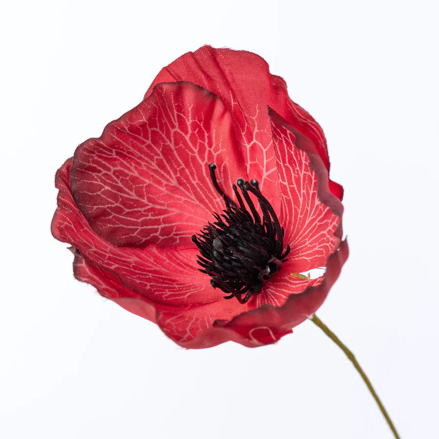 Fall Red Poppy 20" Faux Floral Bush