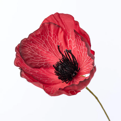 Fall Red Poppy 20" Faux Floral Bush