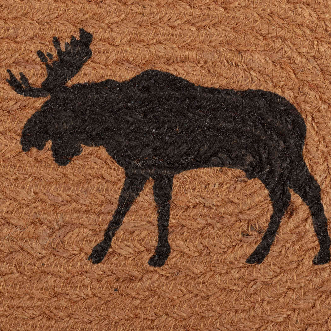 Cumberland Stenciled Moose 36" Jute Oval Table Runner