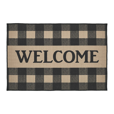 Black Check Welcome Indoor/Outdoor 24" x 36" Rug