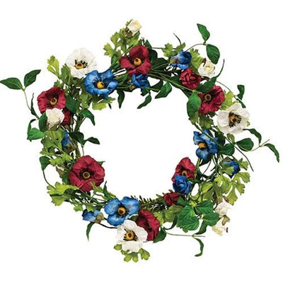 Americana Rose & Poppy 16" Faux Floral Wreath