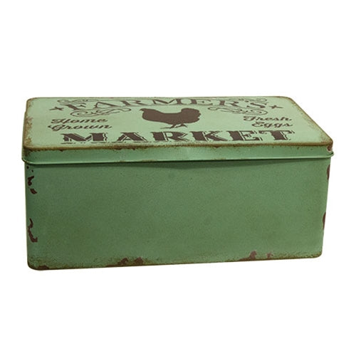 Set of 2 Distressed Metal Farmer's Market Boxes with Lids