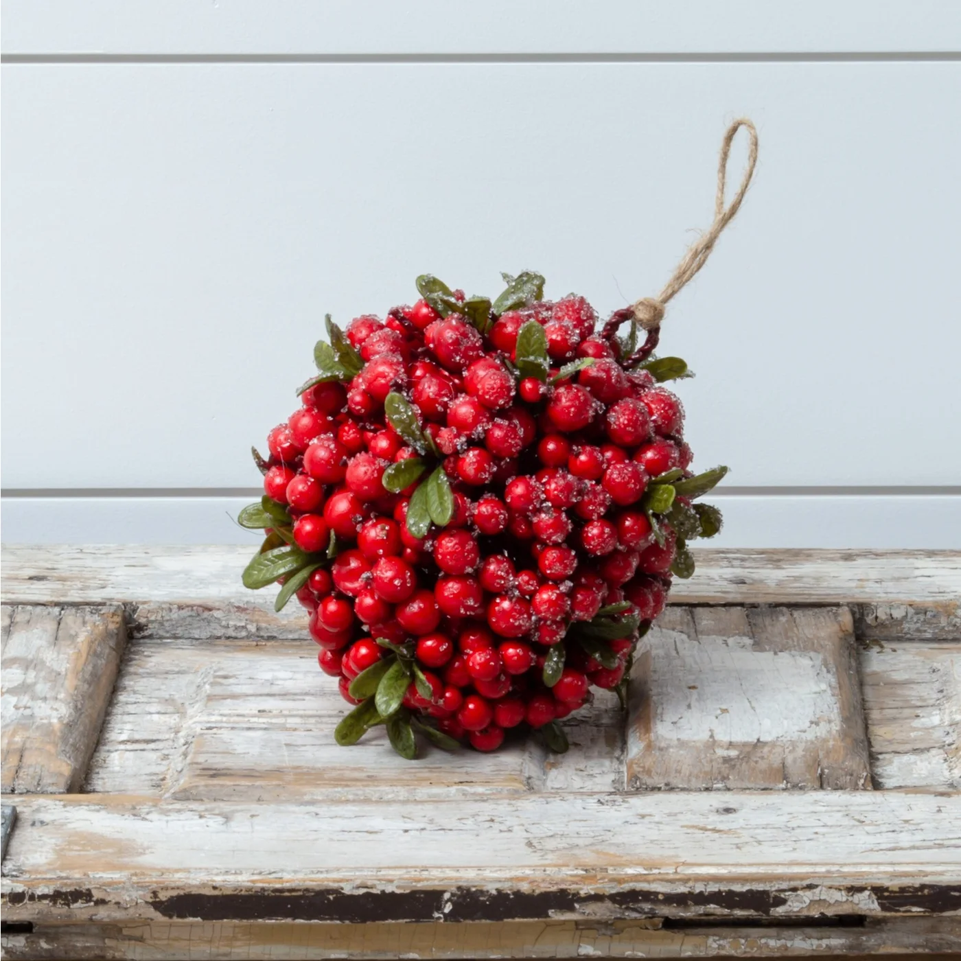 Holly Berry Hanging Topiary Faux 6" Ball Blueberry Lane Shop