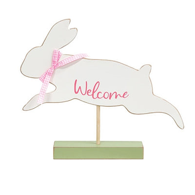 Welcome Jumping Bunny on Base 10" H