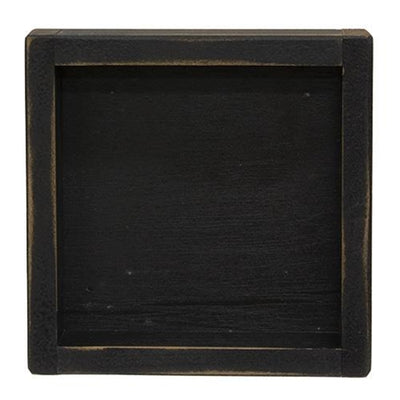 Distressed Black Wooden 7" Square Candle Box