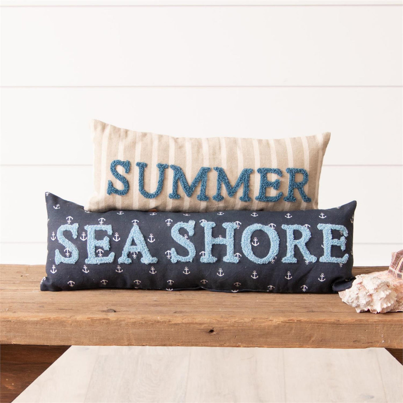 Set of 2 Summer and Sea Shore Nautical Accent Pillows