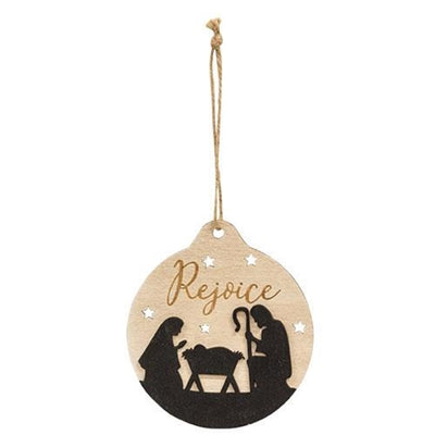 Set of 2 Peace and Rejoice Nativity Silhouette Ornaments