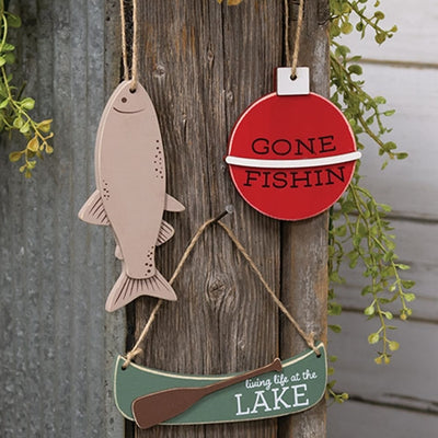 DAY 9 ✨ 25 Days of Ornaments ✨ Set of 3 Lake Fishing Wooden Ornaments