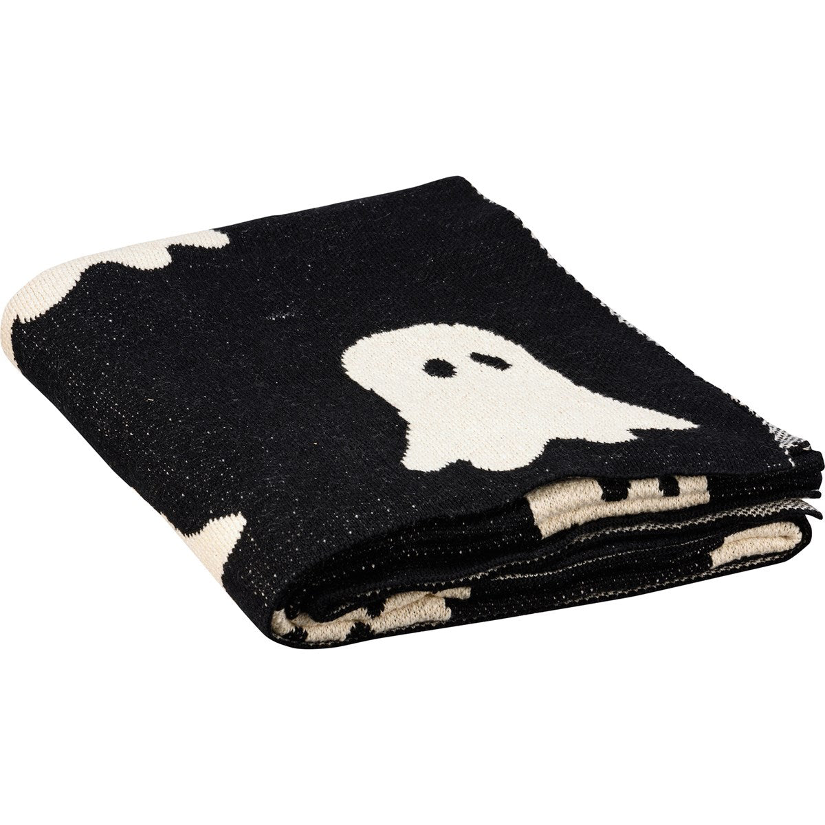 Ghosts Black and White Halloween Throw Blanket