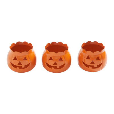 Jack-O-Lantern Pumpkin Votive & Tealight Candle Holders Set of 3