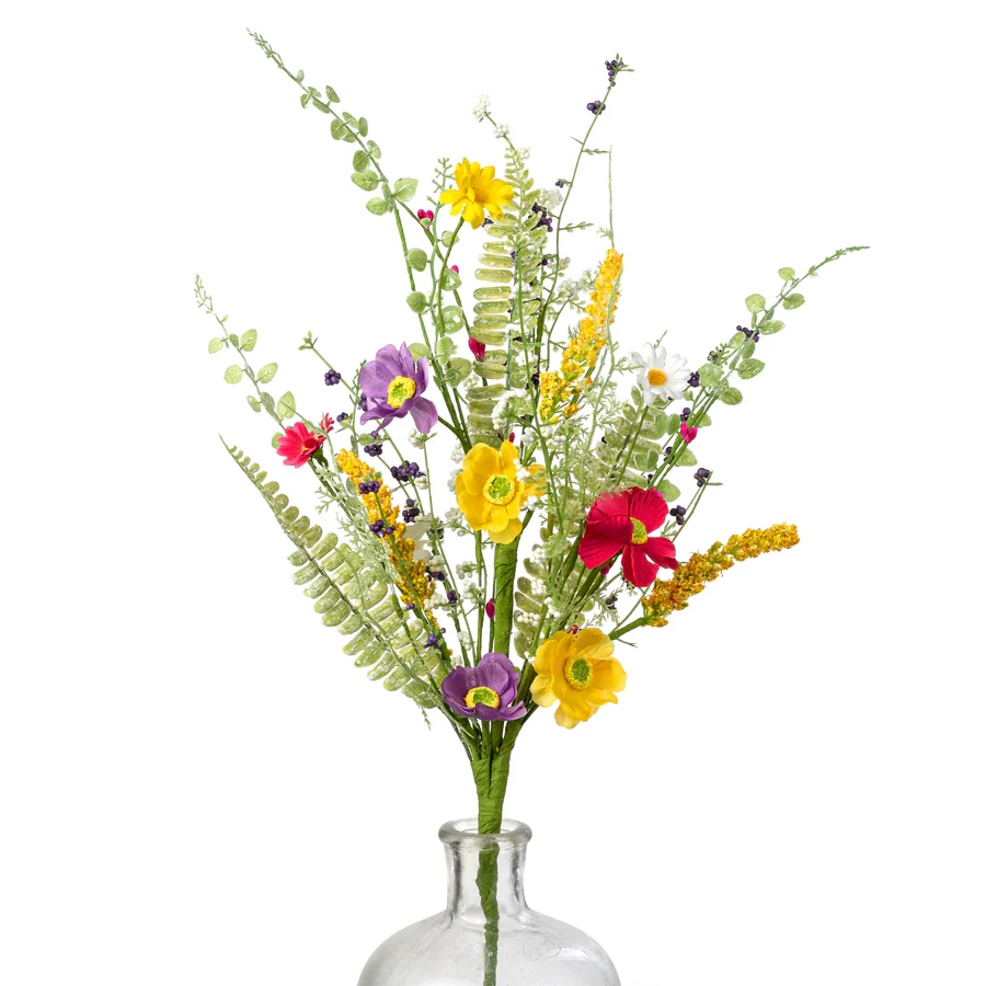 💙 Mixed Spring Wildflowers 26" Faux Floral Spray