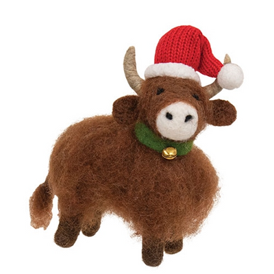 DAY 3 ✨ 14 Days of Felted Cheer ✨ Christmas Highland Cow Felt Ornament