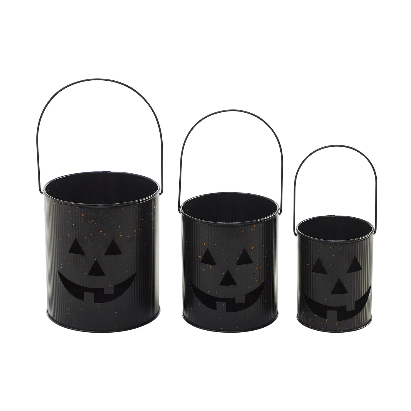 Set of 3 Halloween Jack O Lantern Buckets