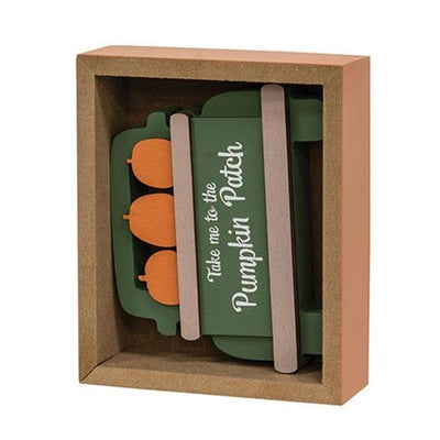 Set of 2 Fall on the Farm Box Sign with Pumpkin Patch Truck Sitter