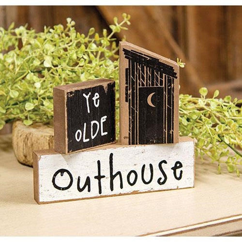 💙 Ye Olde Outhouse Set of 3 Wooden Block Signs