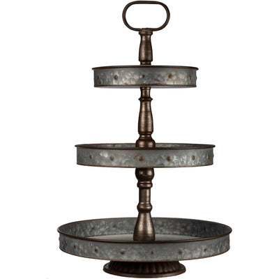 Three Tiered Round Metal Tray Display Stand