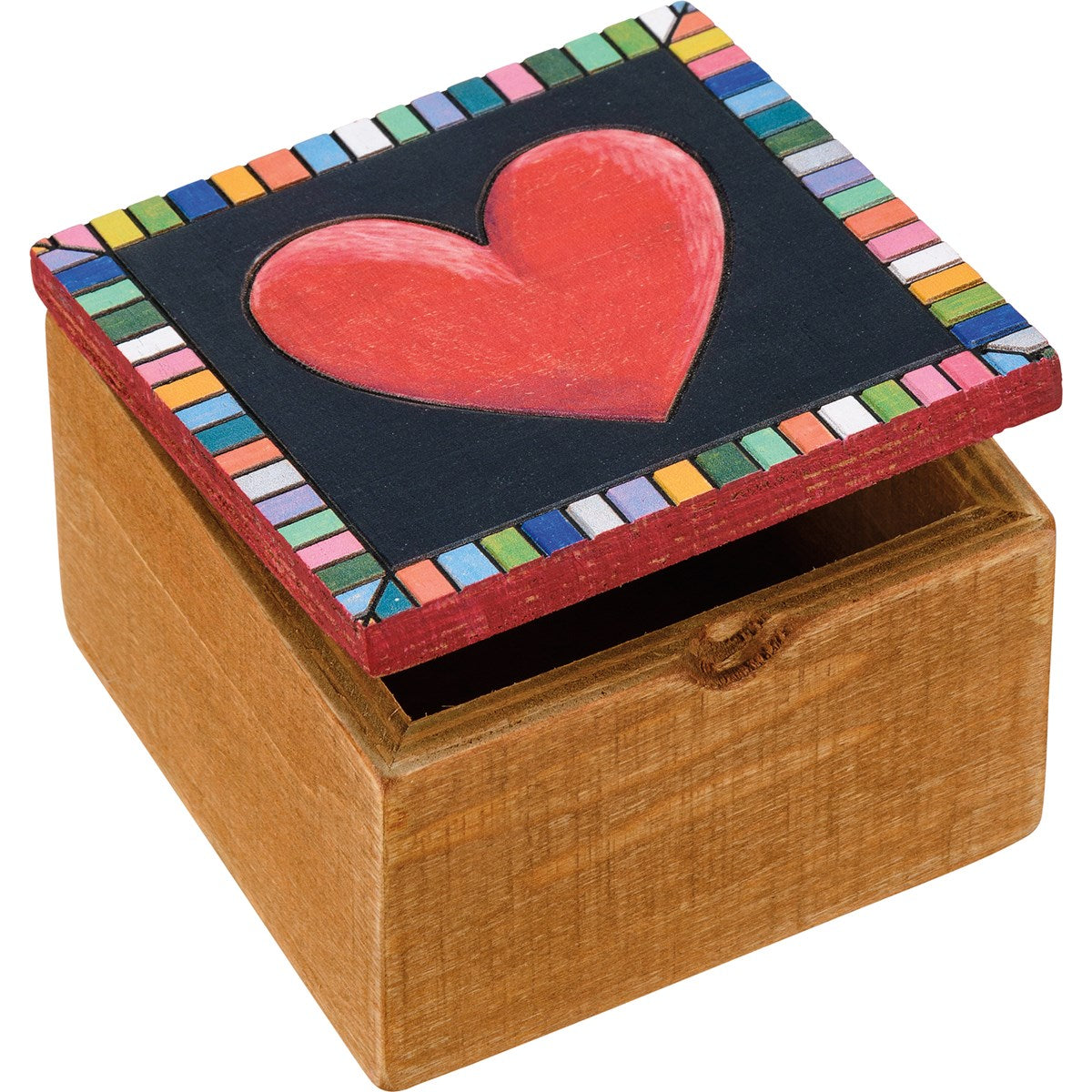 💙 Boho Heart Hinged Wooden Trinket Box