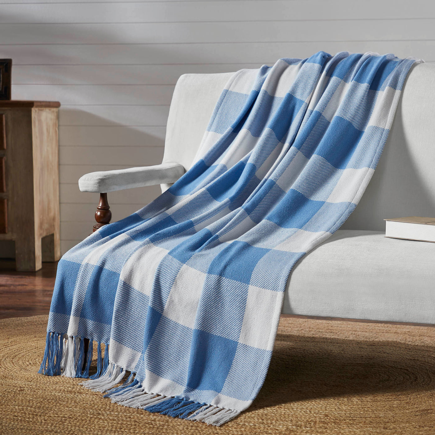 Annie Buffalo Check Blue Woven Throw 50" x 60"