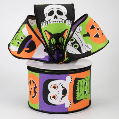 Peek a Boo Halloween Blocks Ribbon 2.5" x 10 Yards
