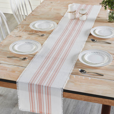 Antique White Stripe Coral Indoor/Outdoor 72" Table Runner