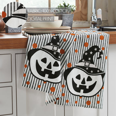Pumpkin & Stripe Halloween Absorbent Cotton Kitchen Towel Set