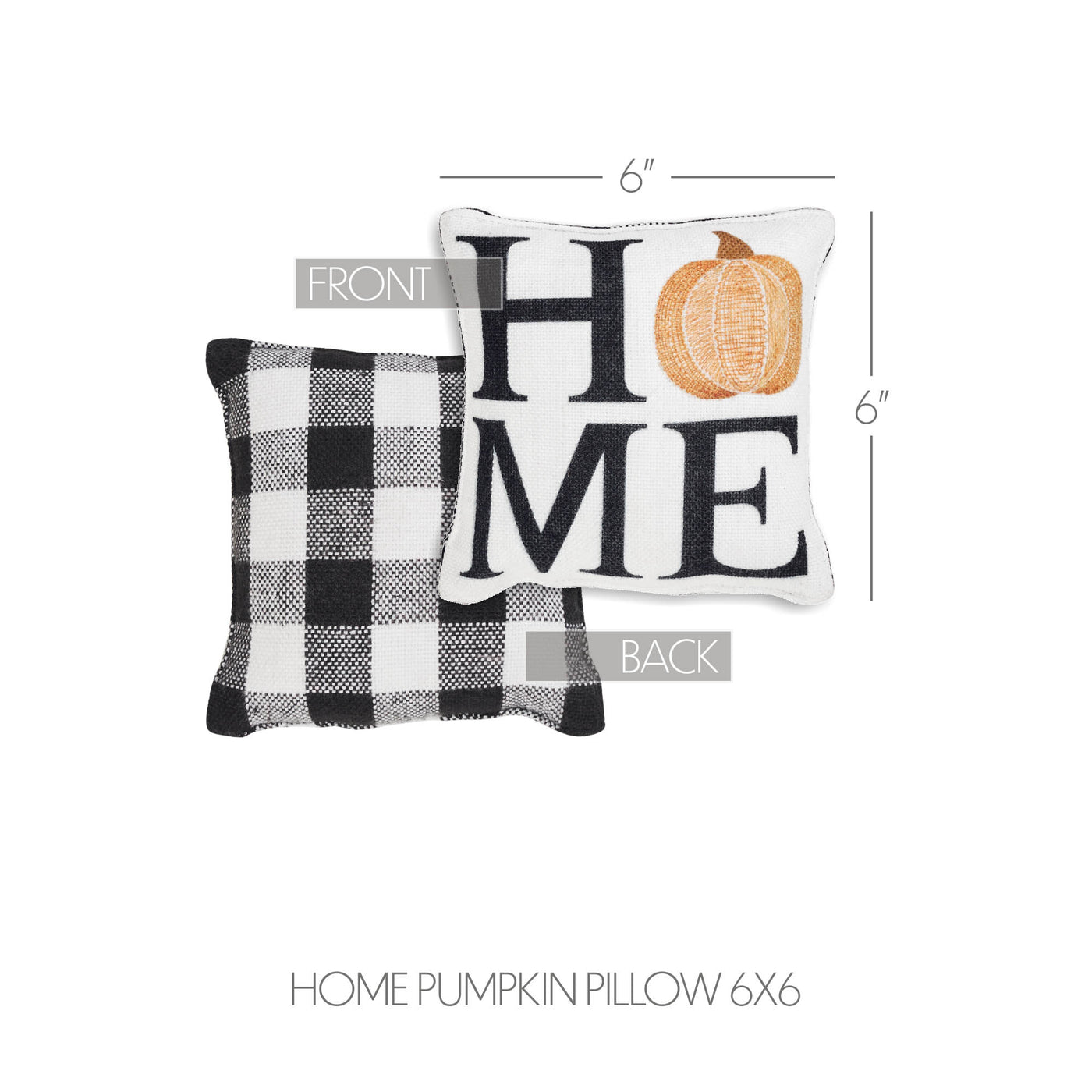 Annie Black Check Home Pumpkin 6" Fall Pillow