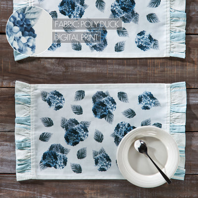 Set of 2 Blue Hydrangea Ruffled Placemats