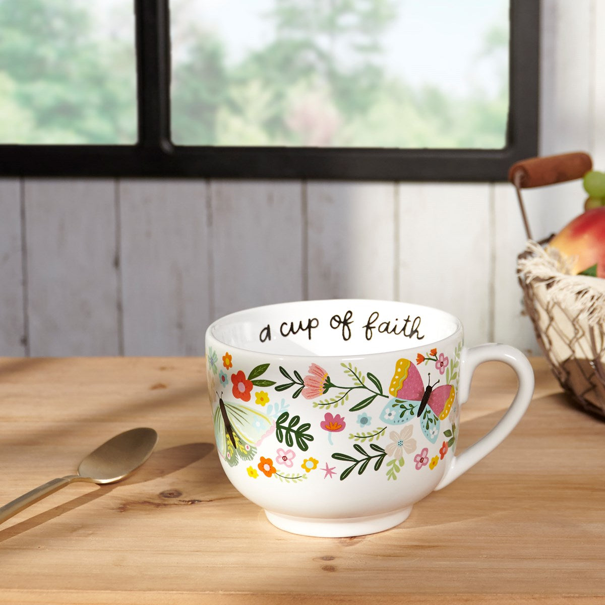 A Cup Of Faith 20 oz Floral Mug  Blueberry Lane Shop