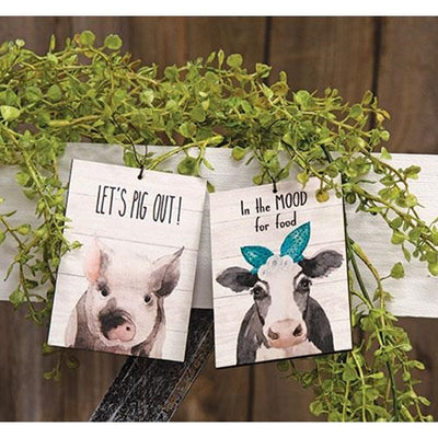 In the Mood & Let's Pig Out! Cow and Pig Ornaments