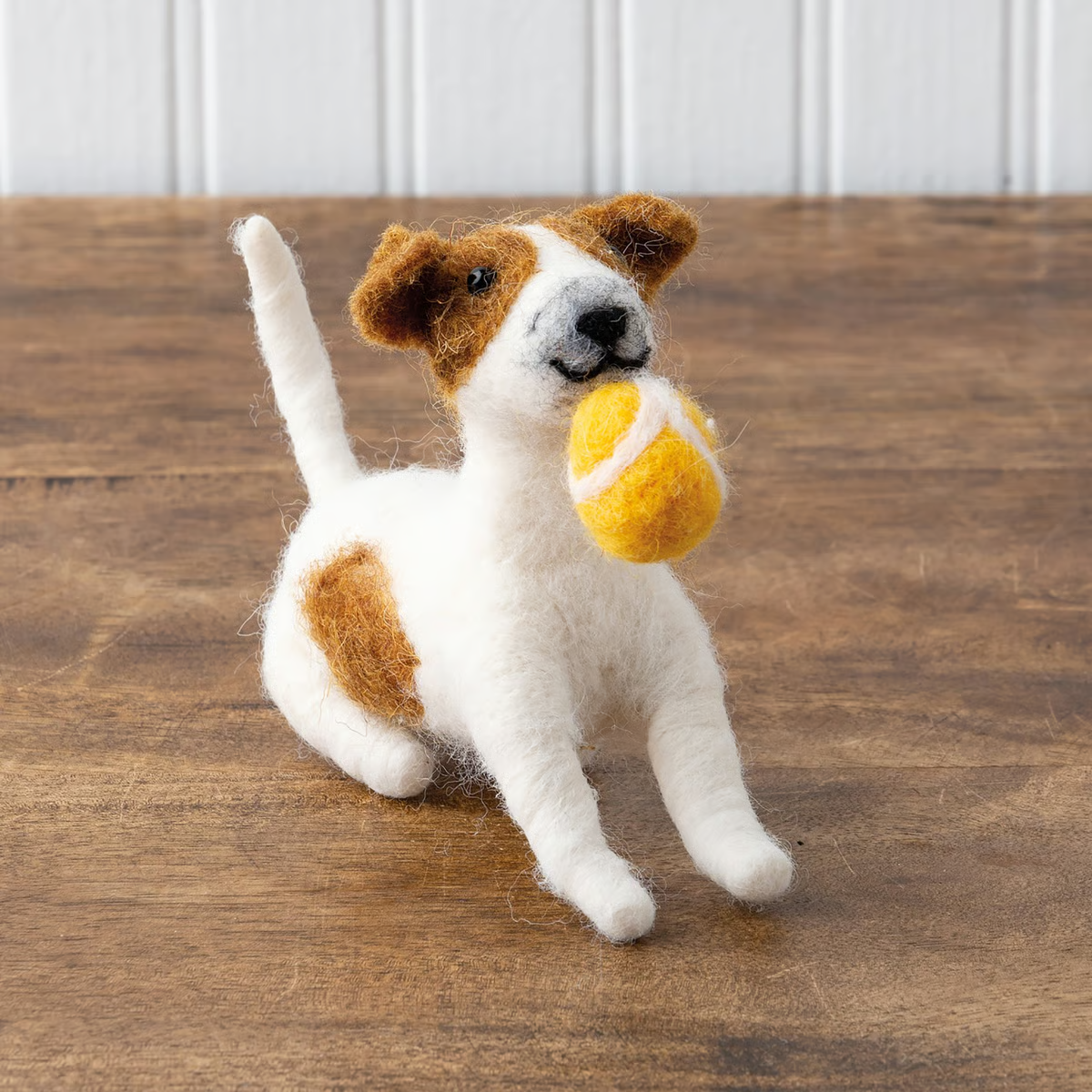 💙 Friendly Dog with Ball Felt Critter Figure