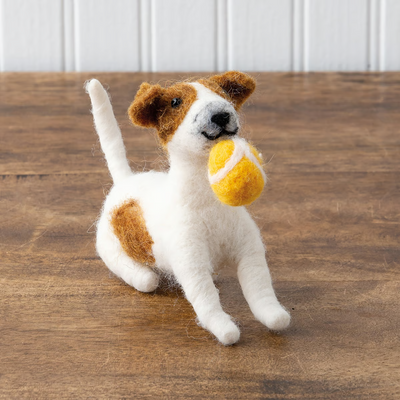 💙 Friendly Dog with Ball Felt Critter Figure
