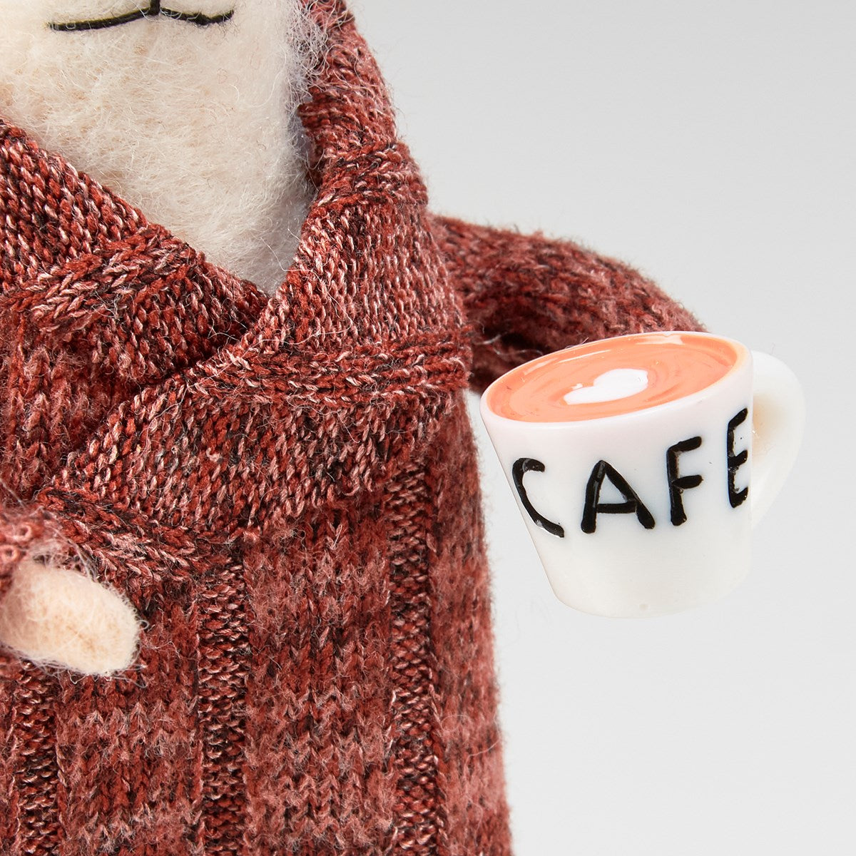 💙 Mouse with Coffee in Houserobe Mini Felt Figure