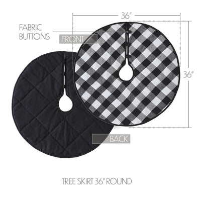 Annie Black Check Christmas Tree Skirt 36" Diameter