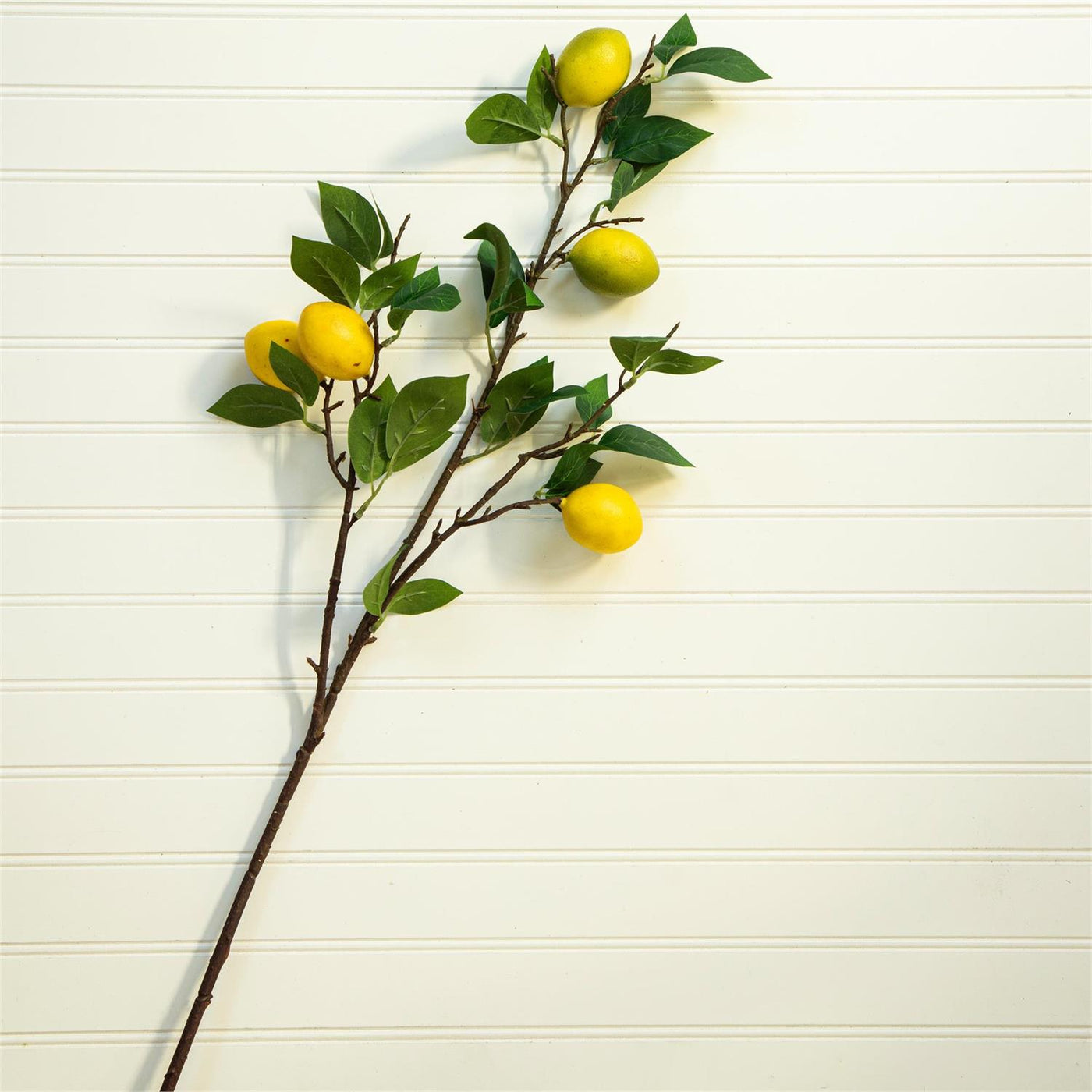 Yellow Lemons and Leaves 33" Faux Botanical Stem