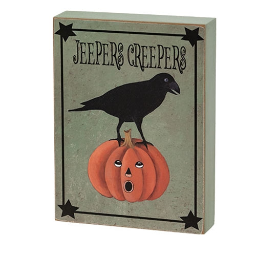 Set of 2 Happy Jack and Jeepers Creepers Retro Halloween Box Signs