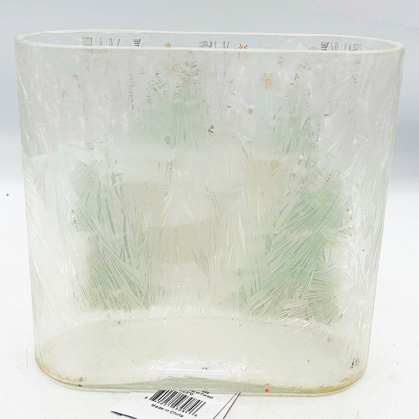 Deer in Forest Square Frosted Glass Container Vase