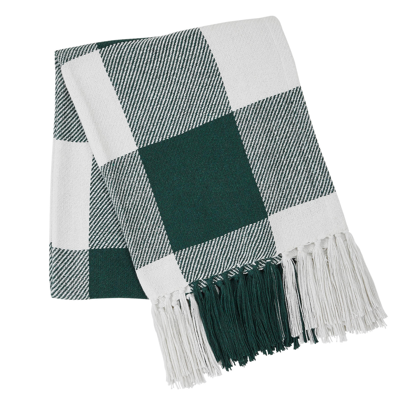 Annie Buffalo Check Hunter Green Woven Throw