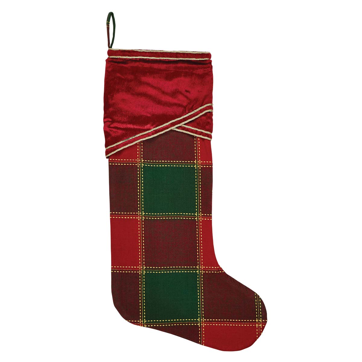 Tristan Red Tartan Christmas Stocking 20"