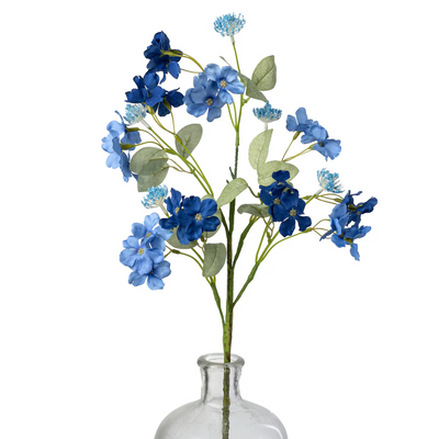 Blue Plum Blossom 25" Faux Floral Spray