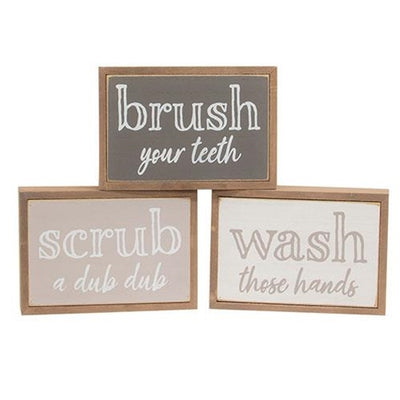 Set of 3 Bathroom Sayings Box Signs